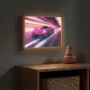 Raceauto - Roze - Neon Light Box met batterij (Wandlamp kind) middel -sfeer5_kind