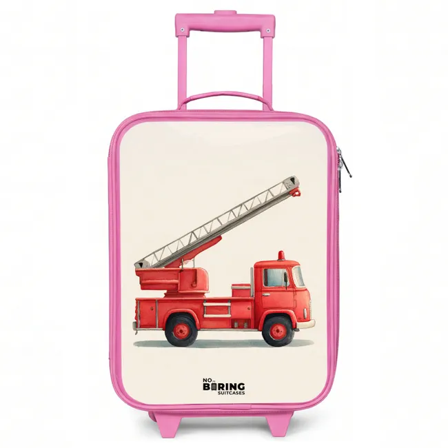 Kids’ Suitcase - Pink - Fire truck - Signed - Red