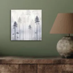 Bos - Bomen - Mist - Natuur - Illustratie - Grijs aluminium wit klein -sfeer2