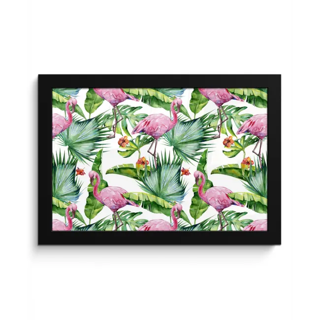 Bladeren - Flamingo - Bloemen - Jungle fotolijst zwart zonder passe partout klein -3d