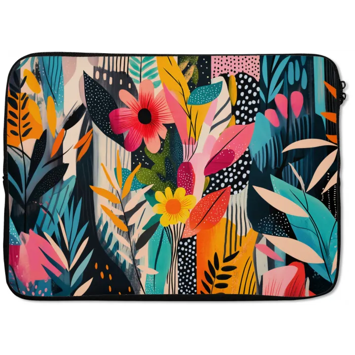 Schilderij - Abstract - Bloemen - Roze laptophoes neopreen klein -zkaufland3dotto