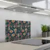 Botanisch - Patroon - Blauw keuken achterwand spatscherm klein 900 -3d_schuin