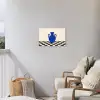 Vaas - Blauw - Geblokt - Modern Tuinposter op houten frame 2 cm dik klein -sfeer1