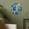 Abstract - Islamitisch - Blauw - Wit Akoestische PET Vilt - Rond klein -sfeer2