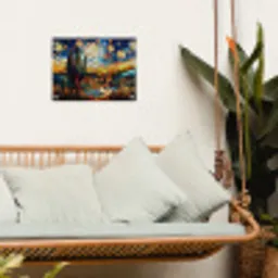 Hemel - Sterren - Mozaïek - Huizen tuinposter los doek klein -sfeer7
