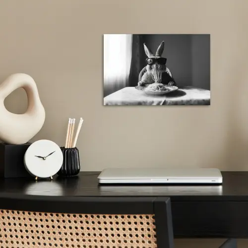 Konijn - Bunny - Zonnebril - Tafelkleed - Pasta - Schattig poster papier klein -sfeer1