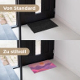 Zon - Heuvels - Paars - Abstract Deurmat klein -voor-na_DE