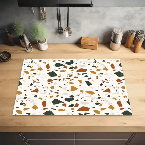 Terrazzo - Patroon - Wit - Terra Inductie beschermer vinyl 3mm klein 276 -sfeer5