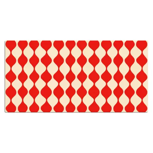 Golvend patroon - Retro - Rood - Beige Muismat XXL klein 681 -3d_leeg