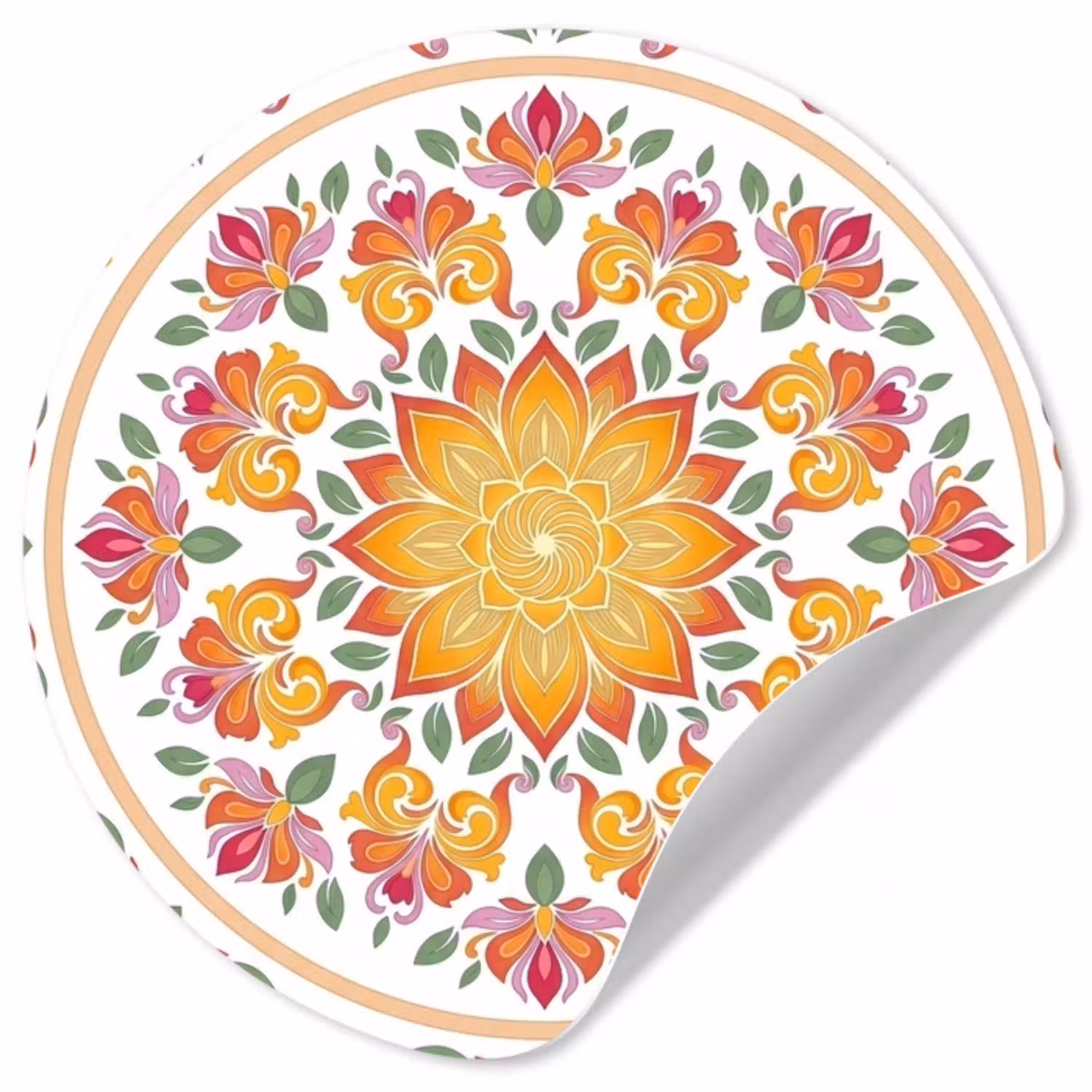 Mandala - Bloemen - Decoratie - Kleurrijk - Abstract Wandcirkel behangsticker klein -3d