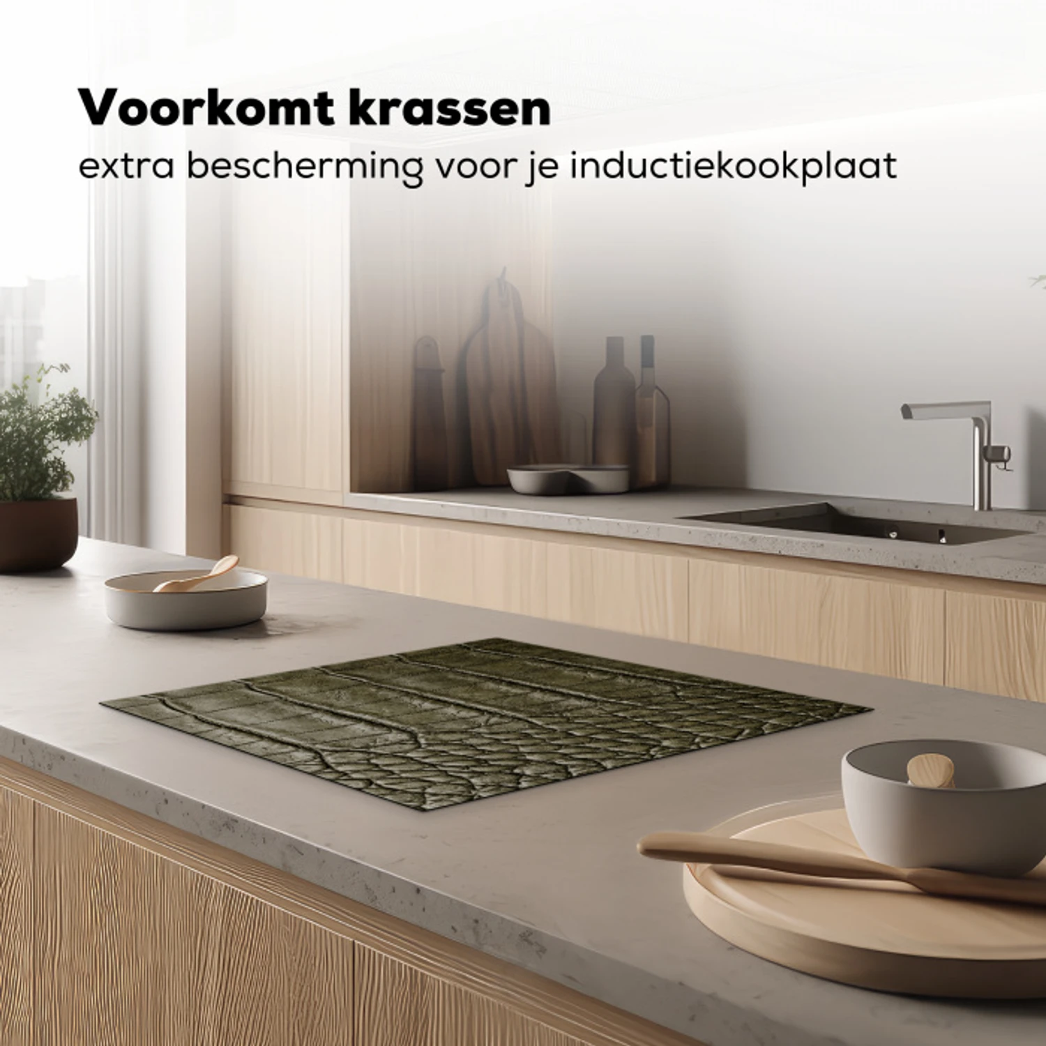 Krokodillenleer - Structuur - Groen Inductie beschermer vinyl 3mm middel -sfeer1