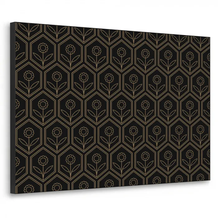 Zeshoek - Zwart - Goud - Bloem Textielframe - compleet frame klein 947 -3d