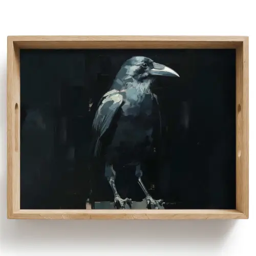 Raaf - Vogels - Zwart Dienblad Rechthoek middel -z3d_shopping