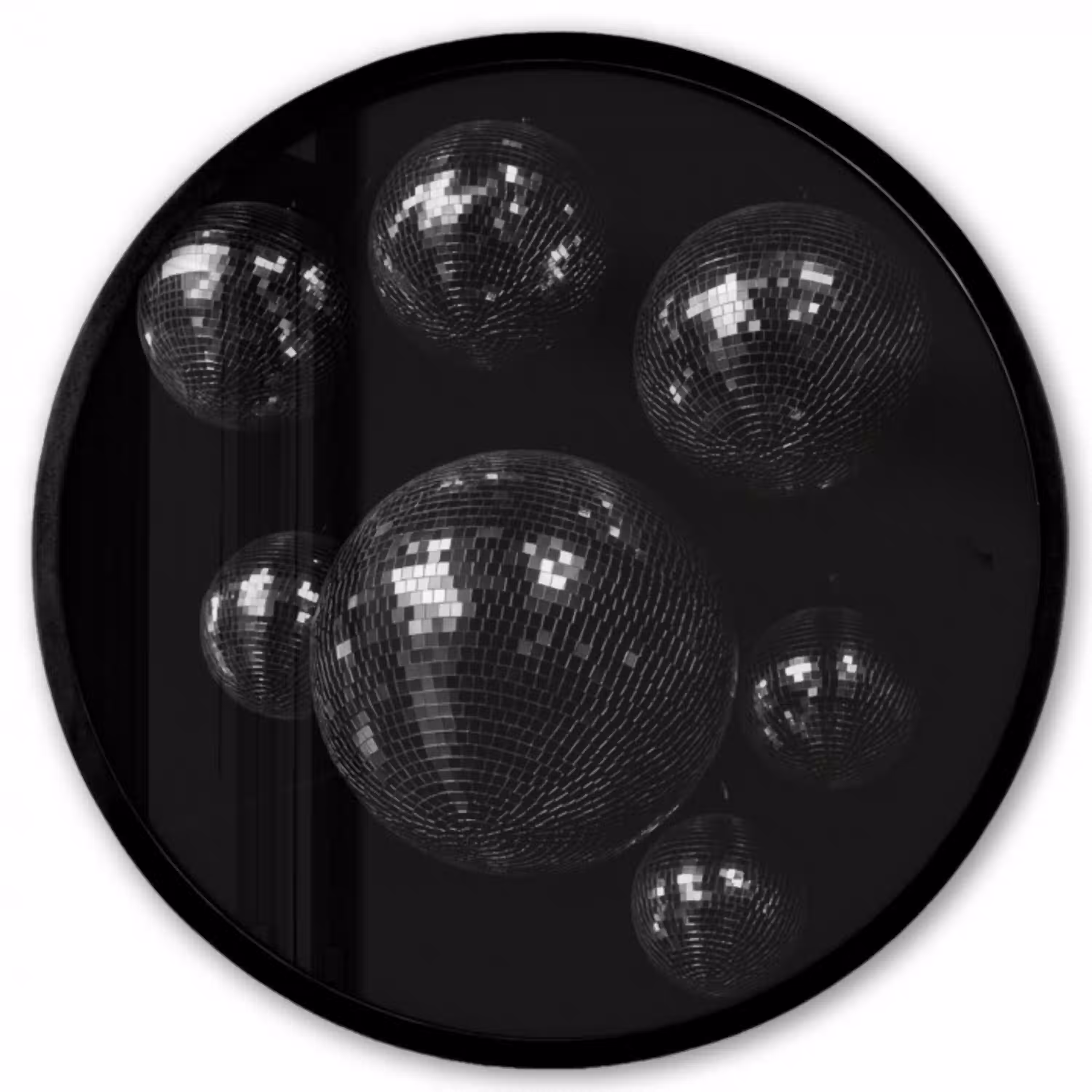 Discoballen - Minimalistisch - Zwart Fotolijst rond zonder passe partout klein -3d