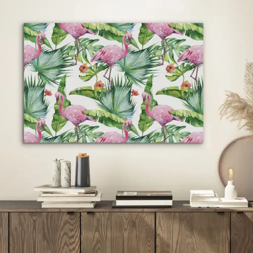 Bladeren - Flamingo - Bloemen - Jungle PET vilt middel -sfeer1