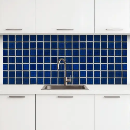 Mozaïek - Tegels- Glanzend - Blauw keuken achterwand 2 middel 871 -3d
