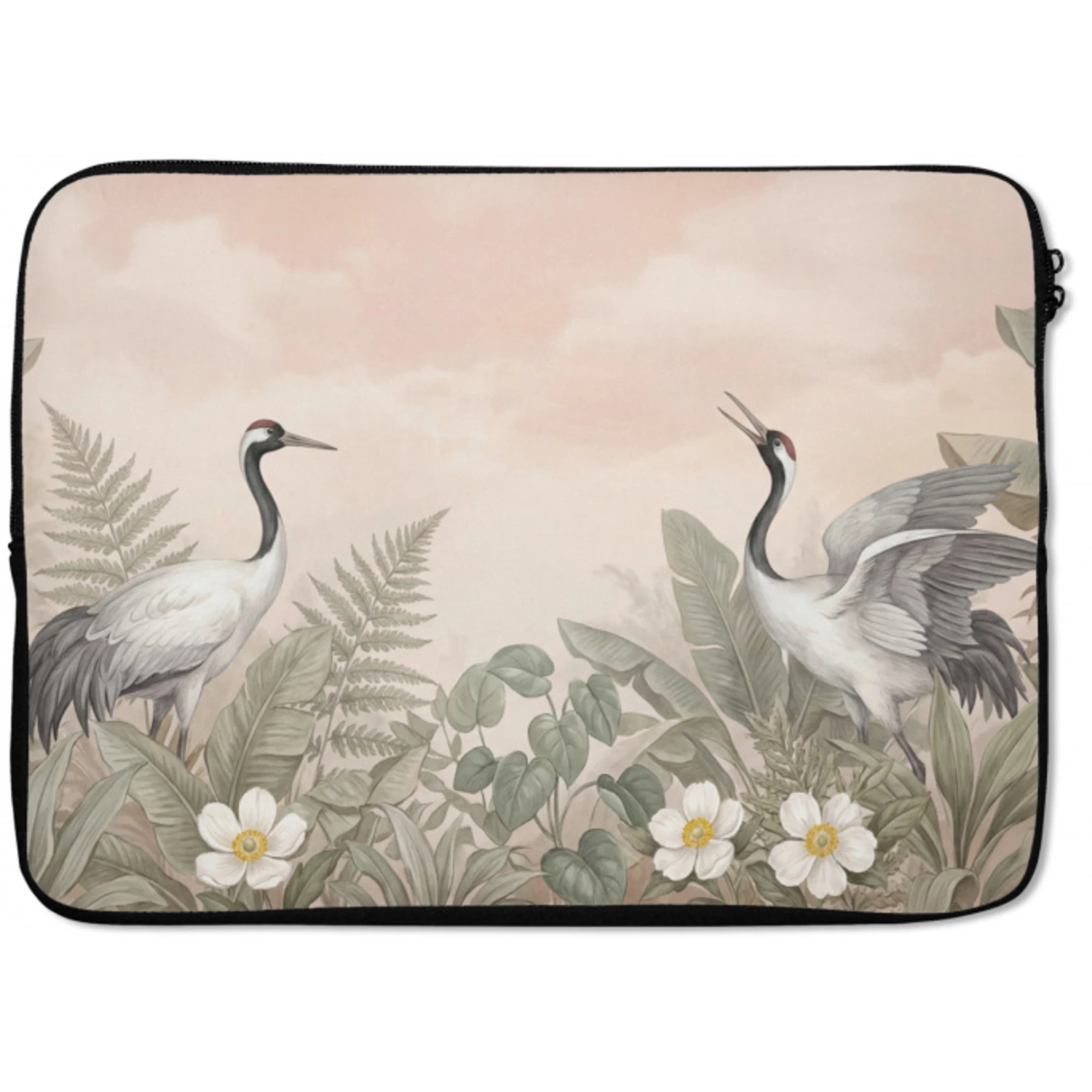 Kraanvogels - Natuur - Roze laptophoes neopreen klein -zkaufland3dotto