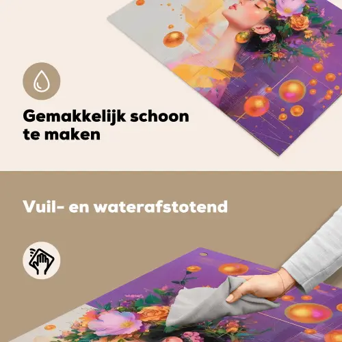 Abstract - Vrouw - Bloemenkroon - Goud Inductie beschemer met haakjes klein -ky-schoon-nl