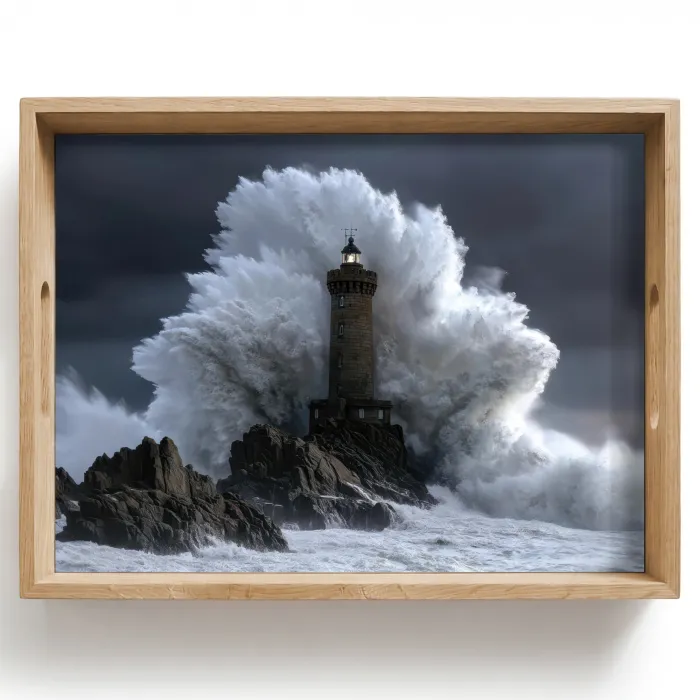 Golf - Vuurtoren - Schuimend water Dienblad Rechthoek middel -z3d_shopping