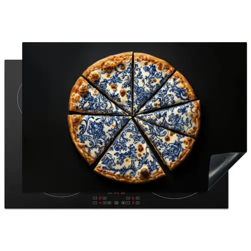 Pizza - Eten - Delftsblauw Inductie beschermer vinyl 3mm klein -3d
