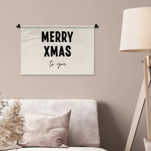 Kerst - Quotes - Merry xmas - Feestdagen - Zwart Wandkleed katoen klein -sfeer4