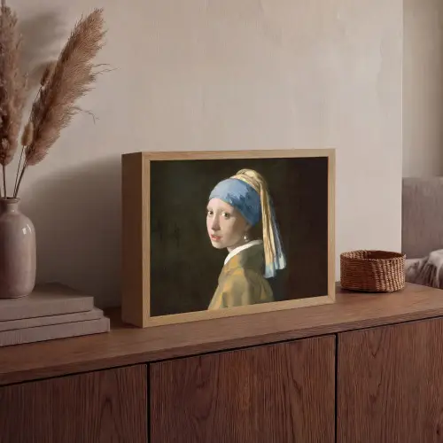 Meisje met de parel - Schilderij - Oude meesters - Vermeer Light Box met batterij (Wandlamp) middel -sfeer2