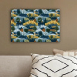 Huisjes - Bloemen - Patroon - Geel - Blauw canvas 2cm klein 34 -sfeer3