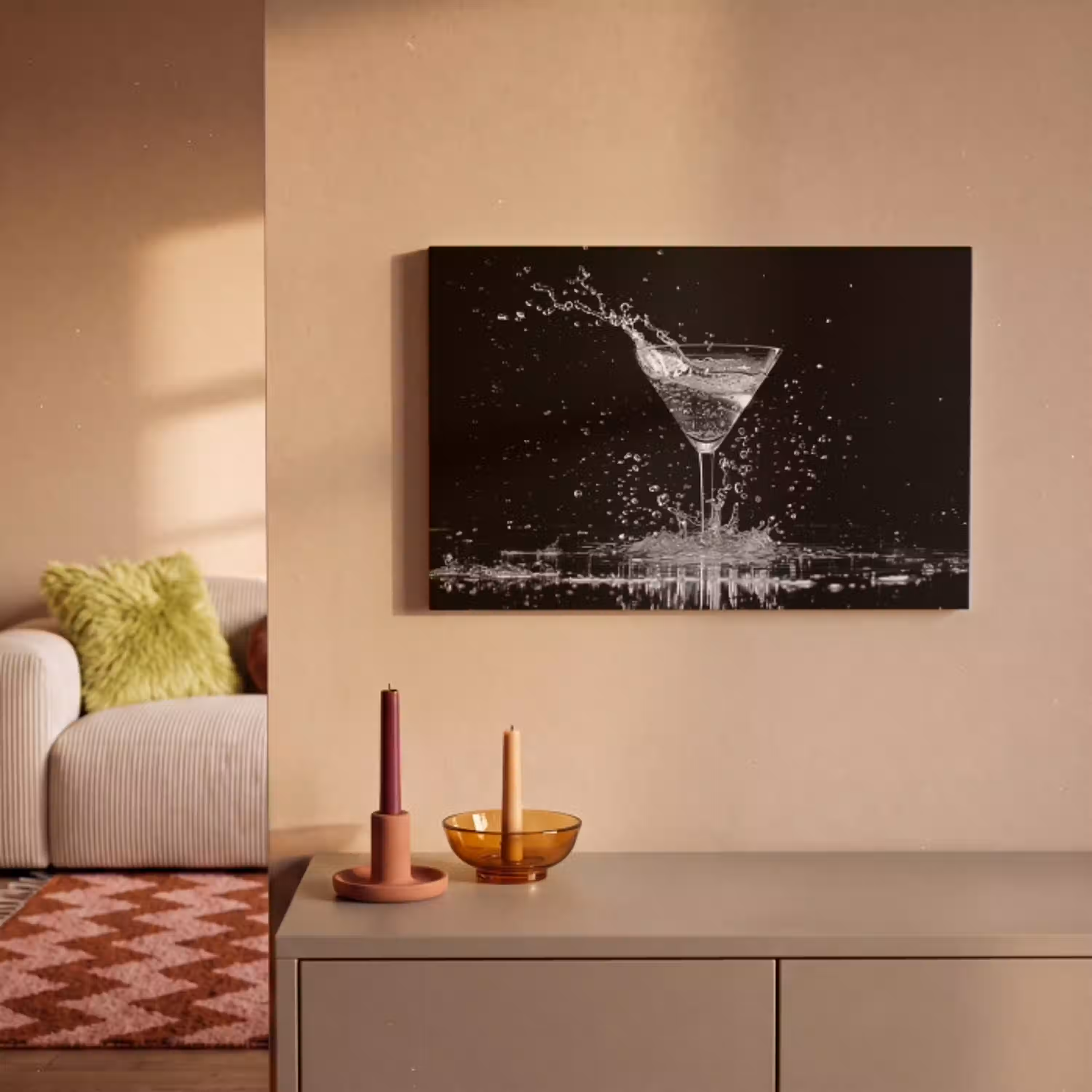 Martini - Spetters - Zwart - Glas canvas 2cm klein -sfeer1