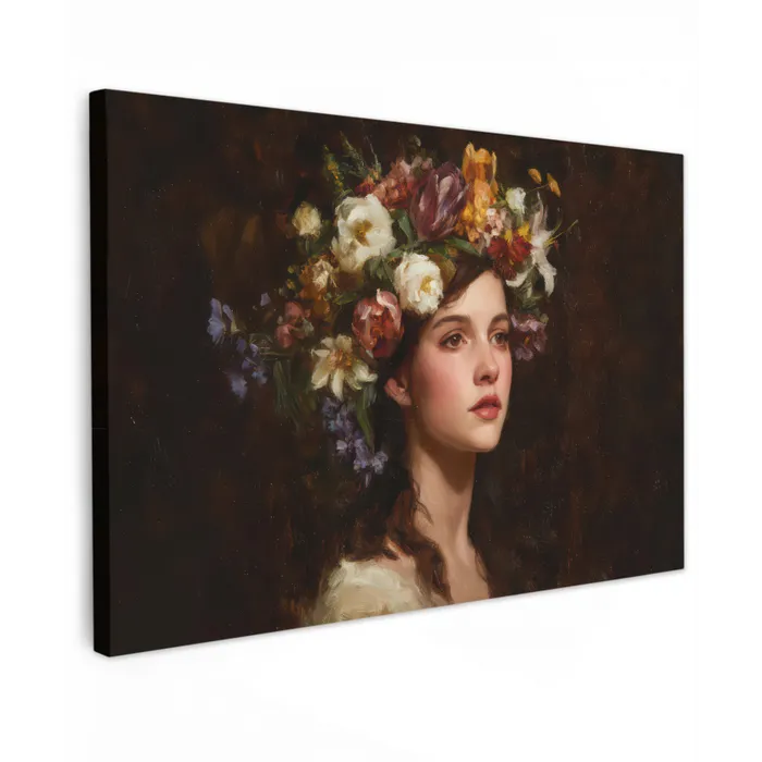 Portret - Vrouw - Bloemen canvas 2cm klein -z3d