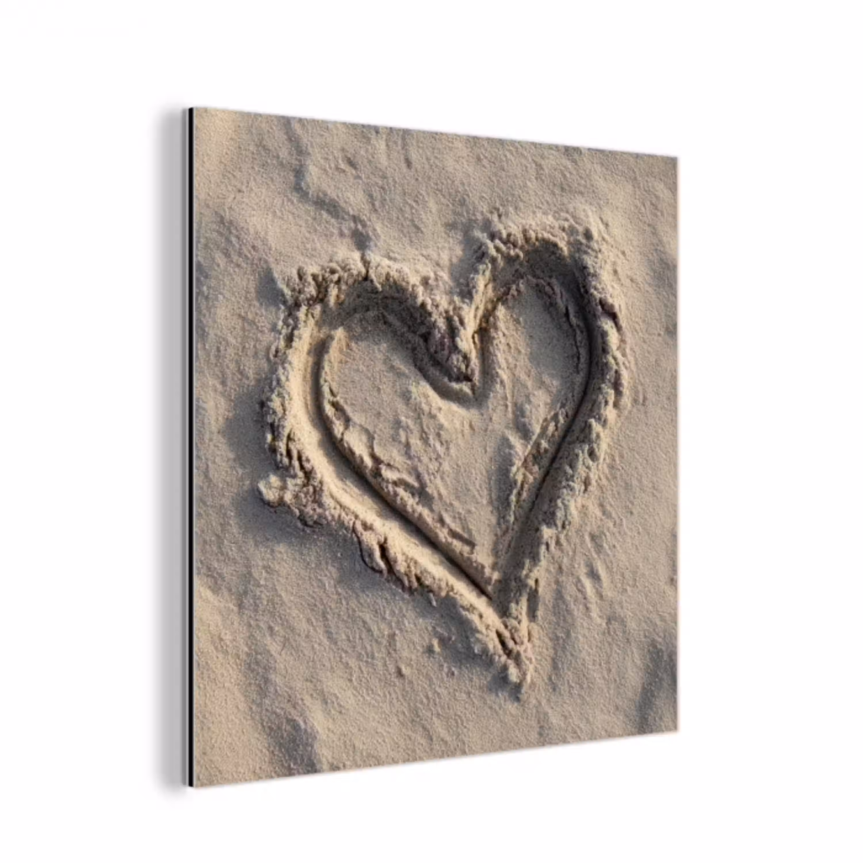 Hartvorm - Getekend - Beige - Zand aluminium wit klein -3d