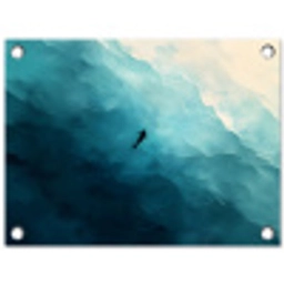 Zee - Silhouet - Abstract - Blauw tuinposter los doek klein -3d