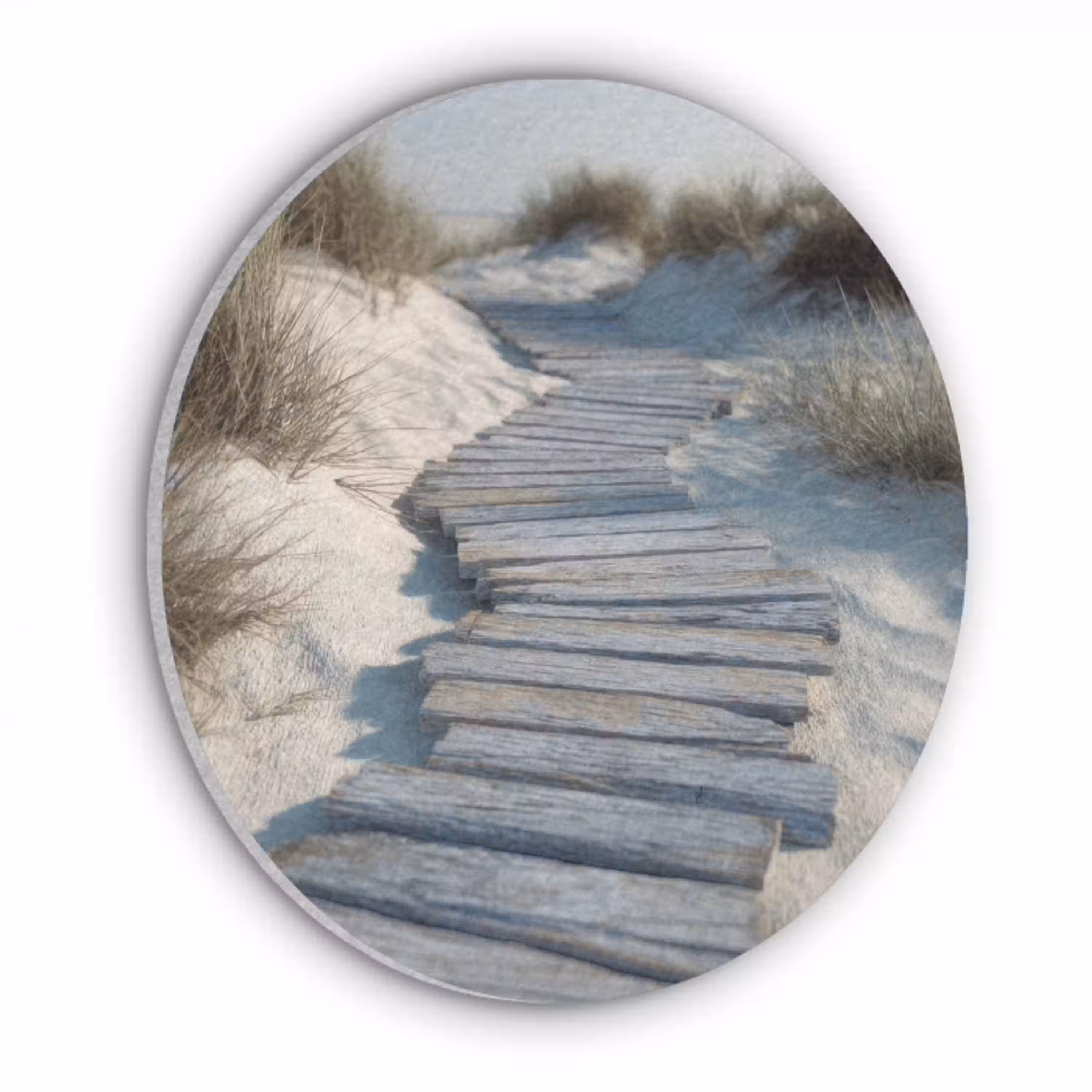 Pad - Planken - Duinen - Gras Akoestische PET Vilt - Rond klein -3d