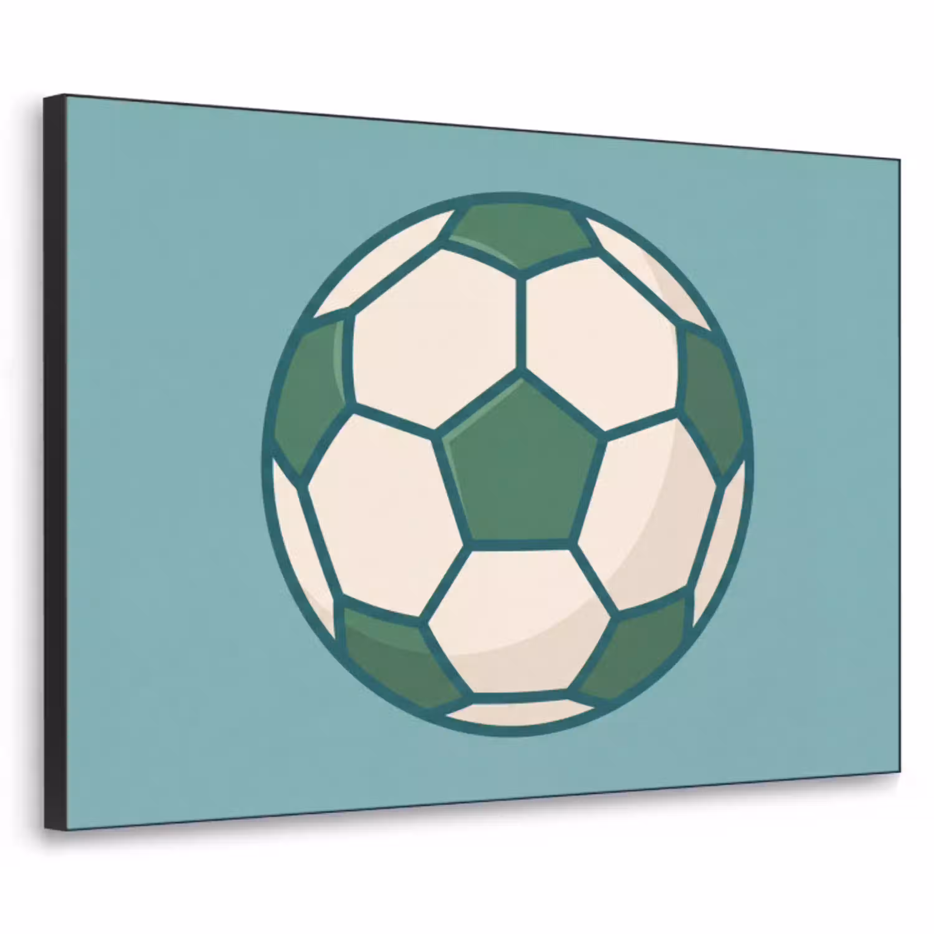 Voetbal - Geometrisch - Sport - Illustratie - Blauwgroen Textielframe zwart klein -3d