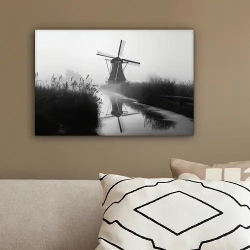 Molen - Weerspiegeling - Landschap - Water canvas 2cm klein -sfeer3