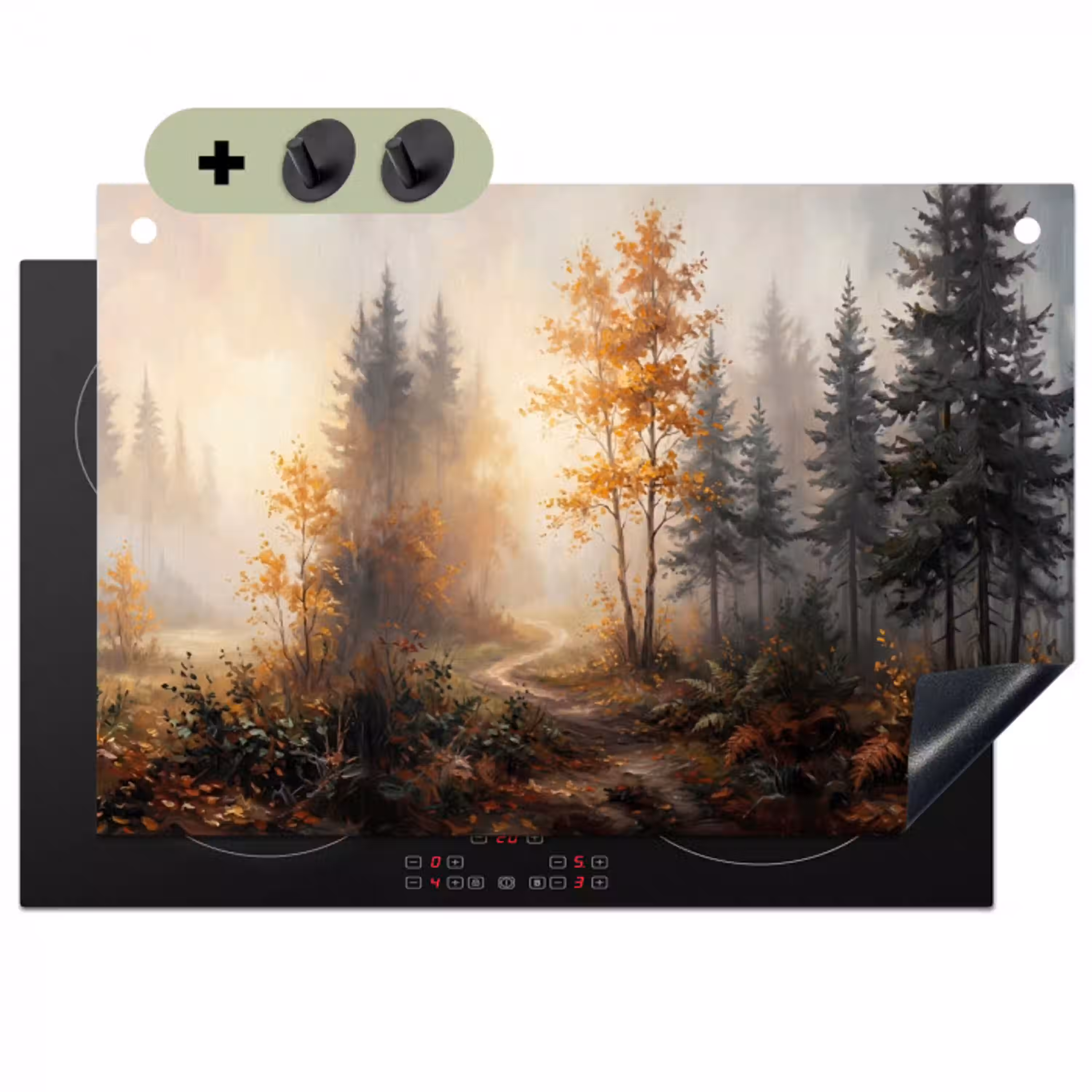 Bospad - Herfstbladeren - Natuur - Schilderachtig - Oranje Inductie beschemer met haakjes klein -3d