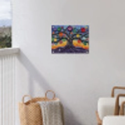 Levensboom - Mozaïek - Bloemen - Kleurrijk - Vrolijk tuinposter los doek klein -sfeer8