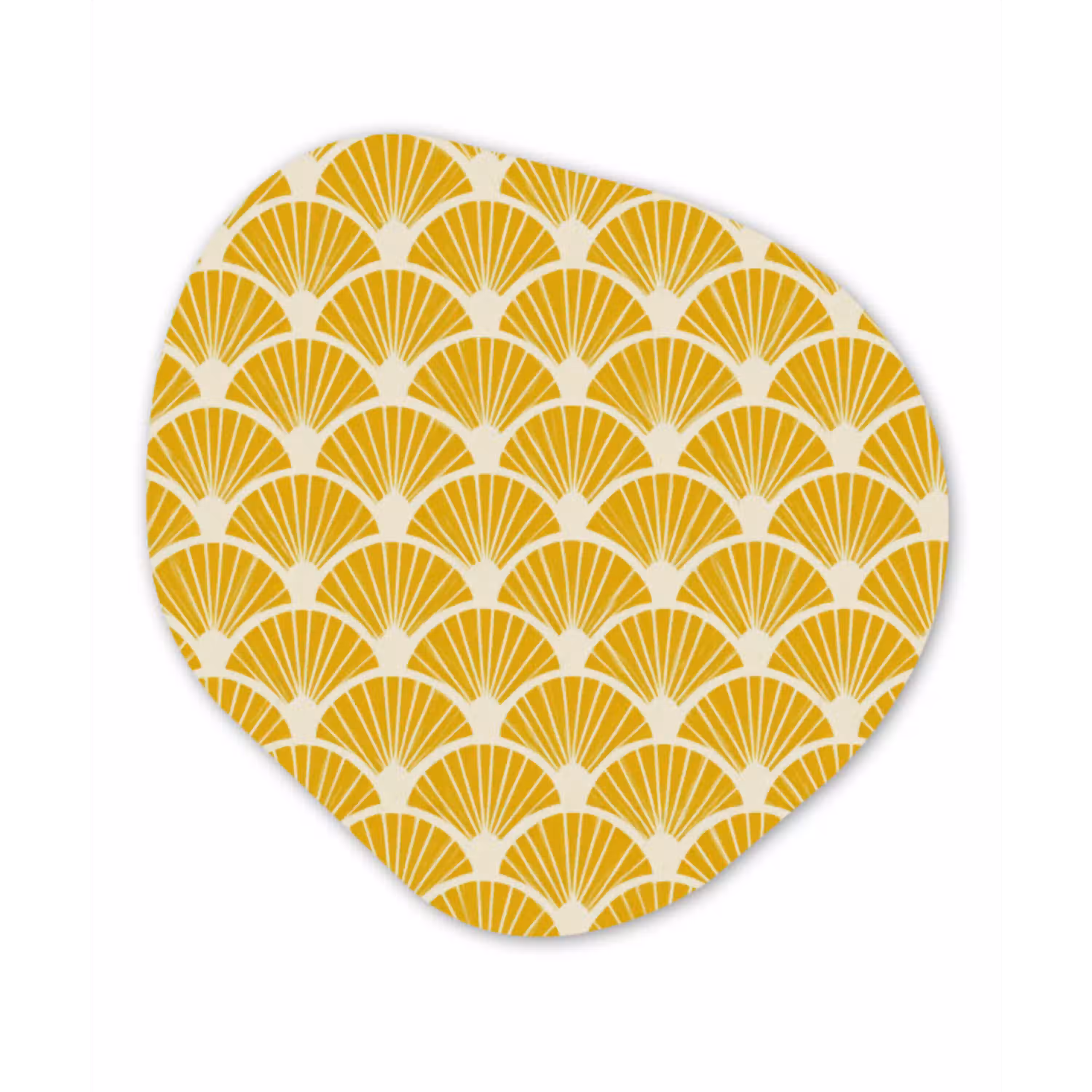 Waaiers - Art Deco - Retro - Okergeel Wandcirkel Organisch Aluminium middel 851 -3d