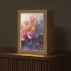 Bloemen - Paars - Kleurrijk - Handgeschilderd - Kunst Light Box met kabel (Tafellamp) klein -z3d_website