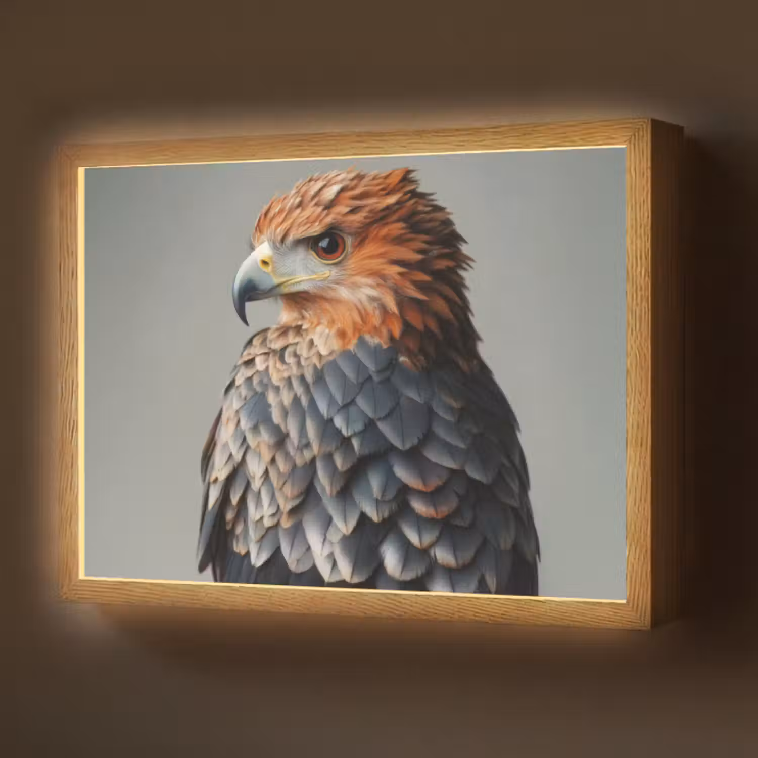 Lightbox - Wandlamp - Vogel - Realistisch - Veren - Bruin