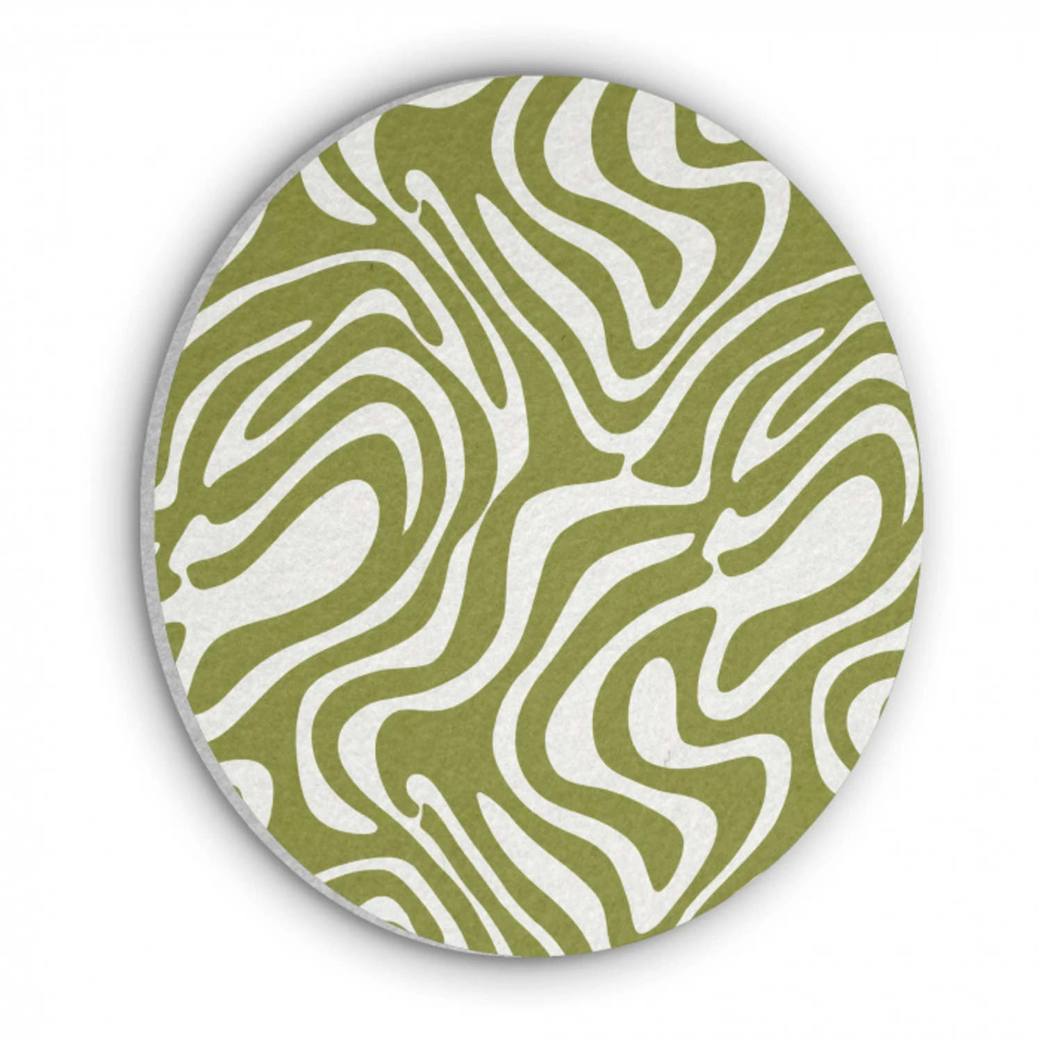 Lijnpatroon - Groen - Organisch Akoestische PET Vilt - Rond klein 838 -3d