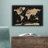 Wereldkaart - Beige - Zwart canvas 2cm klein -sfeer4