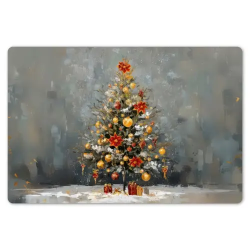 Kerstboom - Cadeaus - Rood - Goud Placemat vinyl groot -zzsfeer1_Kitchenyeah-website