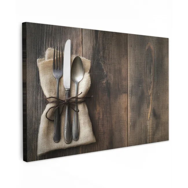 Bestek - Strikje - Zilver Tuinposter op houten frame 2 cm dik klein -3d