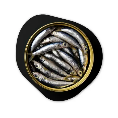 Sardines - Vissen - Rond - Zwart Wandcirkel Organisch Plexiglas middel -3d