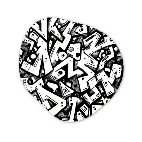 Vormen - Letters - Graffiti - Zwart Wandcirkel Organisch Forex 3mm klein -3d