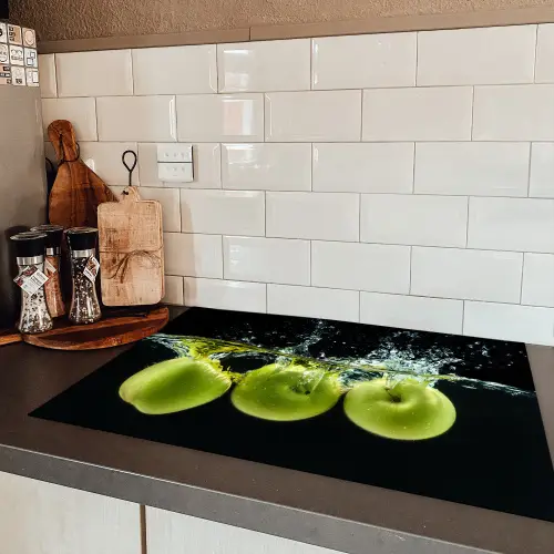 Appels in Aqua Inductie beschermer vinyl 3mm klein -sfeer3