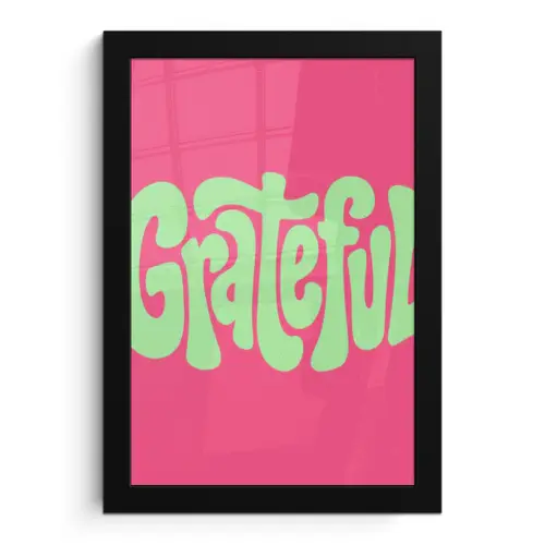 Grateful - Groen - Grafisch - Vloeiend fotolijst zwart zonder passe partout klein -3d