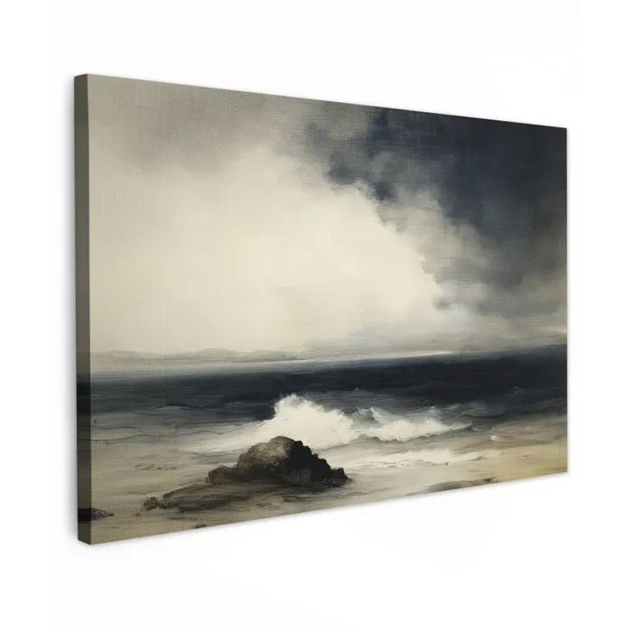 Zee - Rotsen - Storm Tuinposter op houten frame 2 cm dik klein -3d