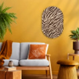 Zebra - Strepen - Bruin Wandcirkel Ovaal Forex klein -sfeer4