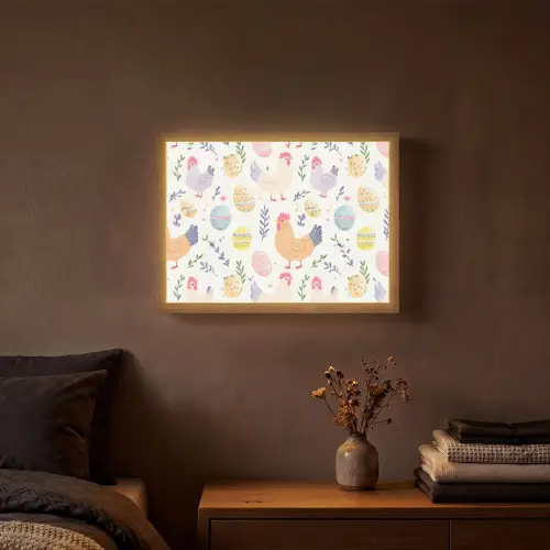Patroon - Kip - Paaseieren Light Box met batterij (Wandlamp) middel -sfeer4
